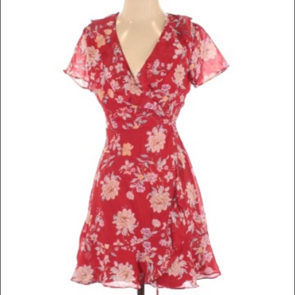 Red floral wrap dress NEW WITH TAGS
